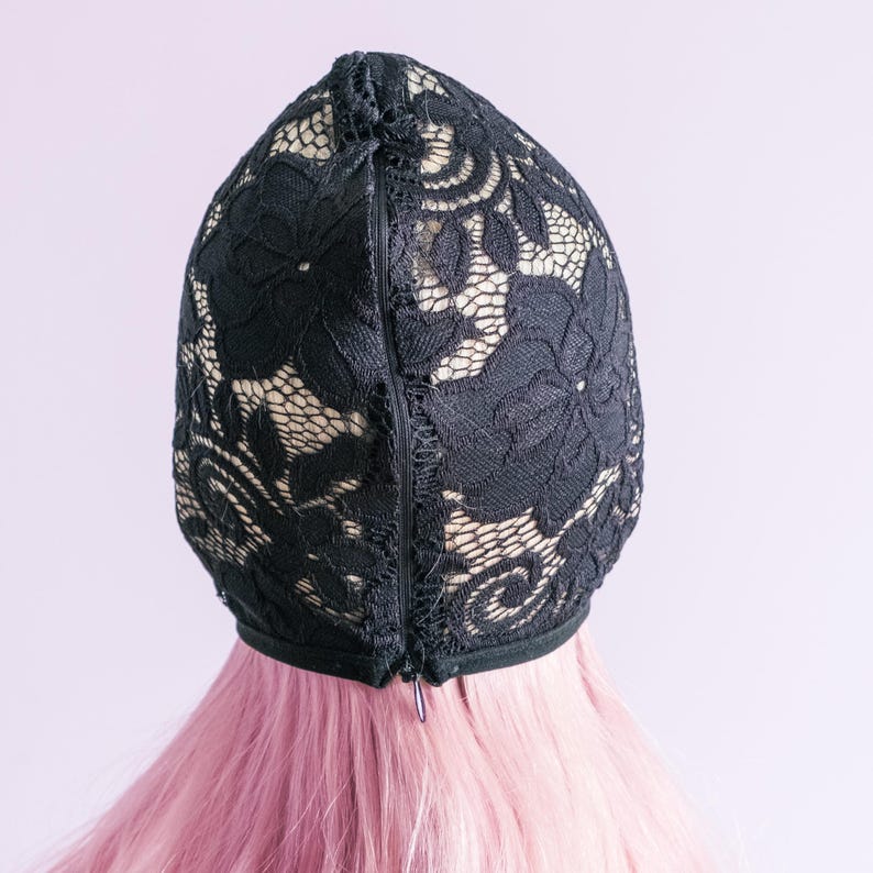 Handmade black lace half-face mask 60