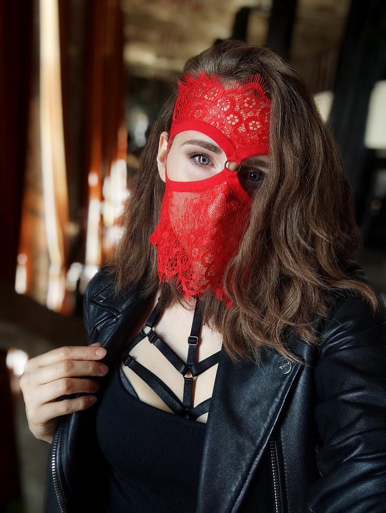 Handmade Red Lace Mask 43