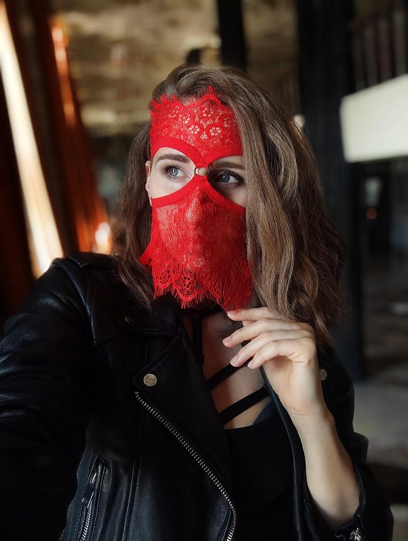 Handmade Red Lace Mask 43