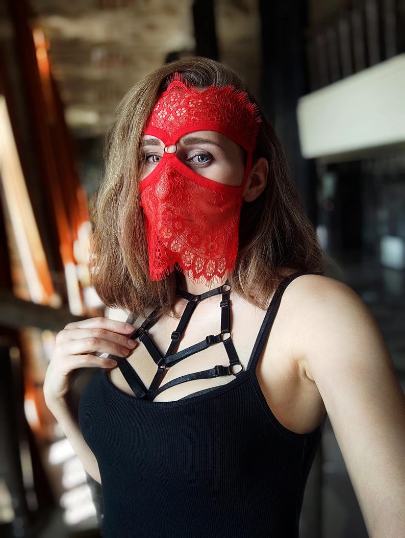 Handmade Red Lace Mask 43