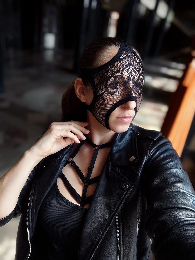 Black Lace Facial Mask - Stylish Floral Lace Accessory