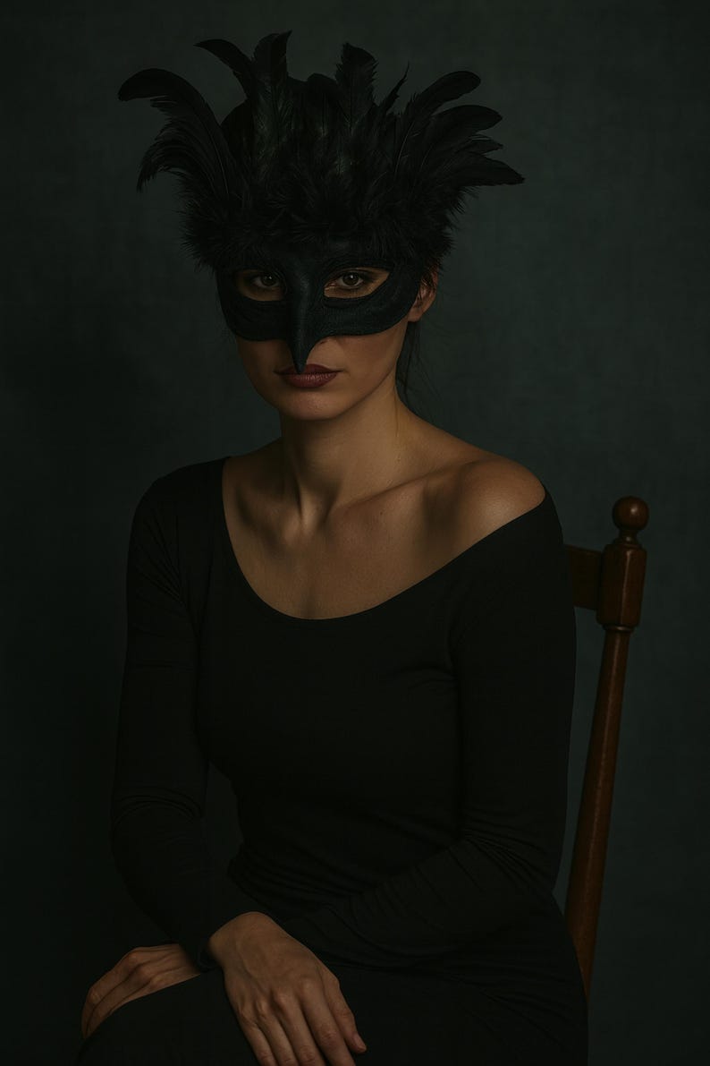 Black Raven Crow Mask – Handmade Gothic Masquerade Costume Accessory