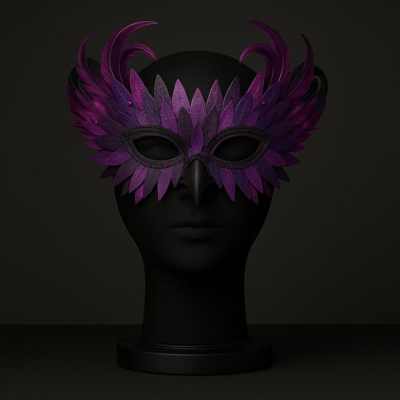 Rhinestone Feather Masquerade Mask