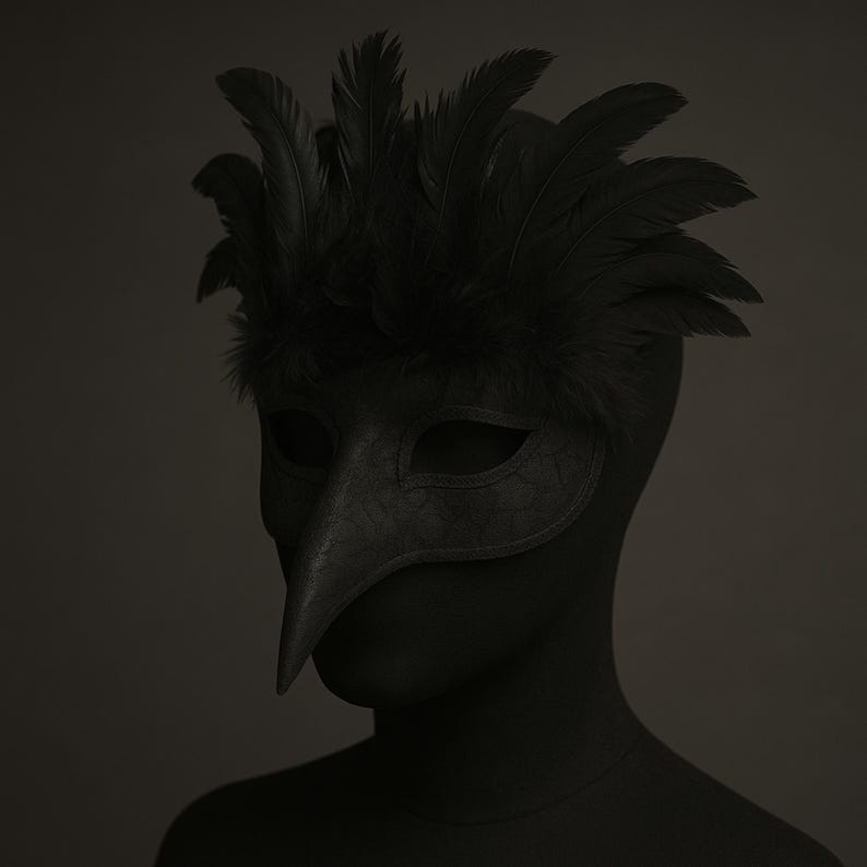 Black Raven Crow Mask – Handmade Gothic Masquerade Costume Accessory