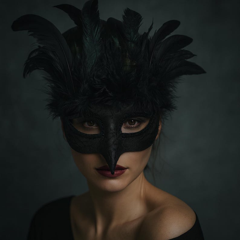 Black Raven Crow Mask – Handmade Gothic Masquerade Costume Accessory