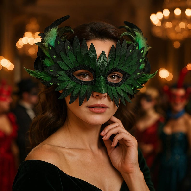Rhinestone Feather Masquerade Mask