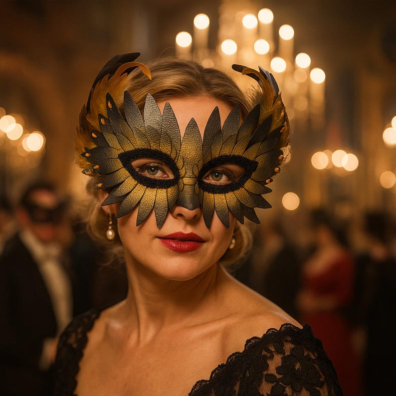 Rhinestone Feather Masquerade Mask