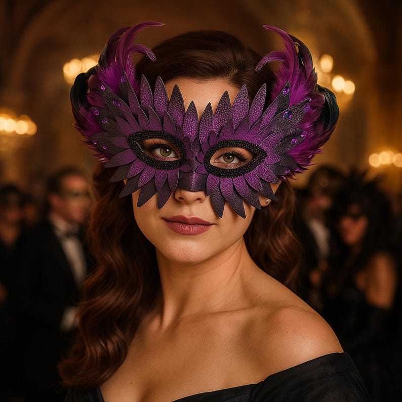 Rhinestone Feather Masquerade Mask