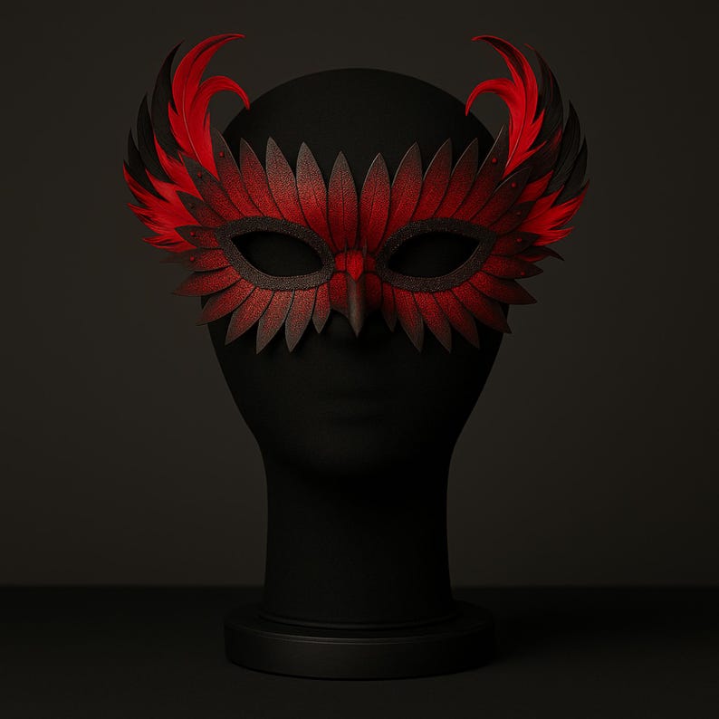 Rhinestone Feather Masquerade Mask
