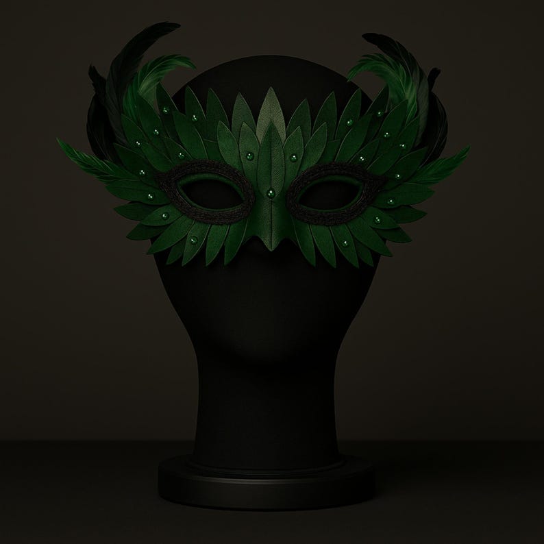 Rhinestone Feather Masquerade Mask
