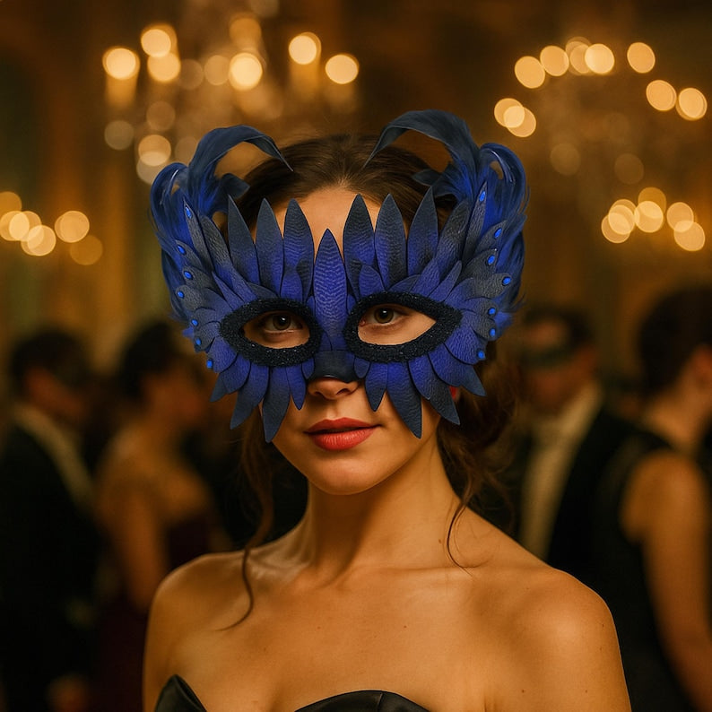 Rhinestone Feather Masquerade Mask