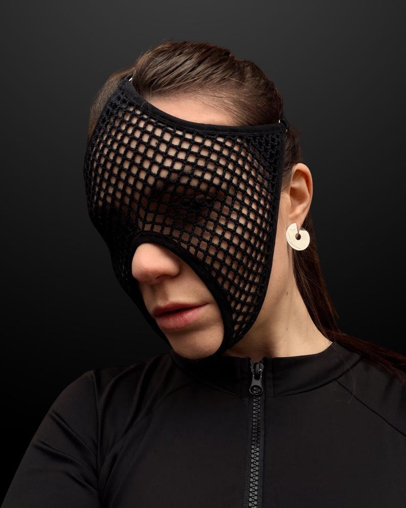 Handmade Black Mesh Rave Mask 69