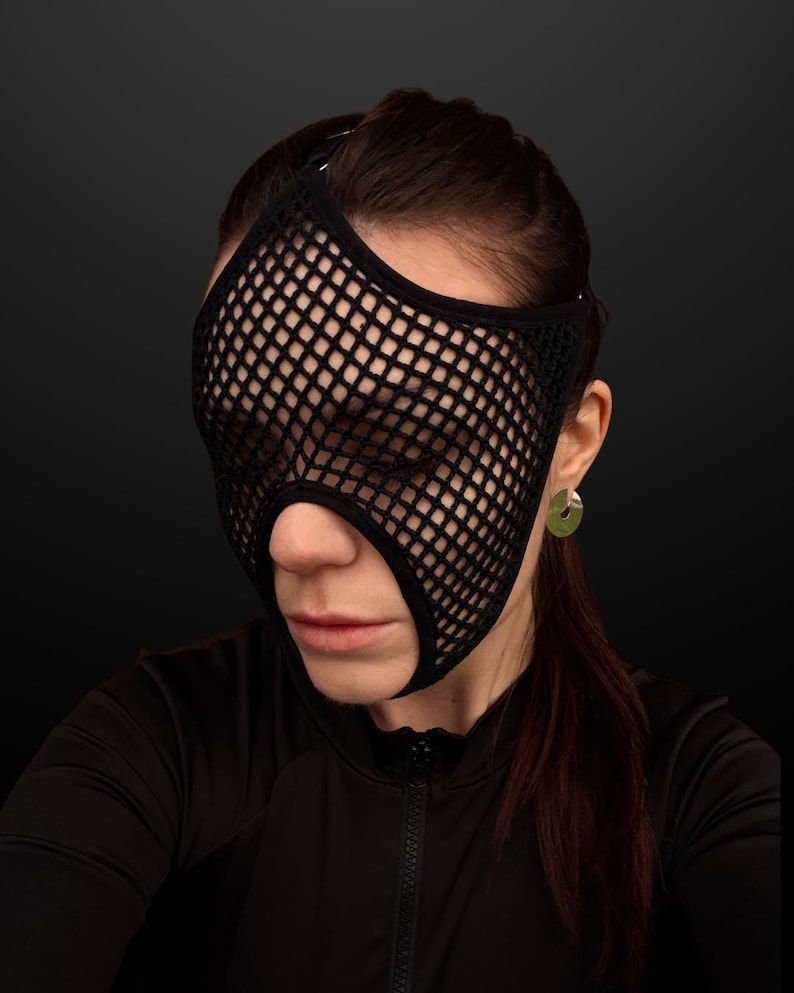 Handmade Black Mesh Rave Mask 69