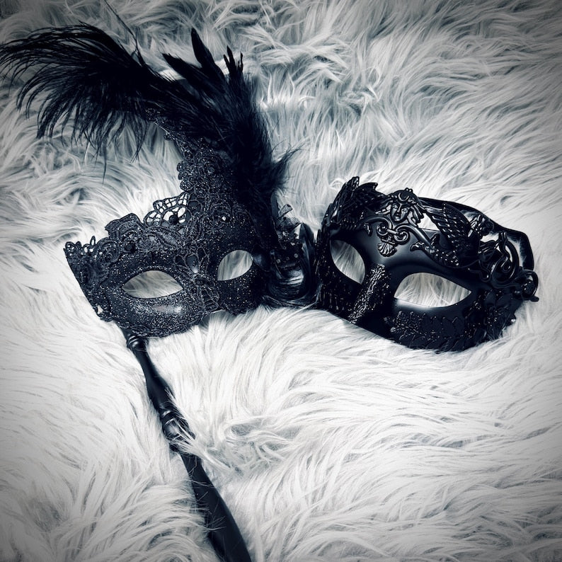 Black Men or Women Masquerade Masks