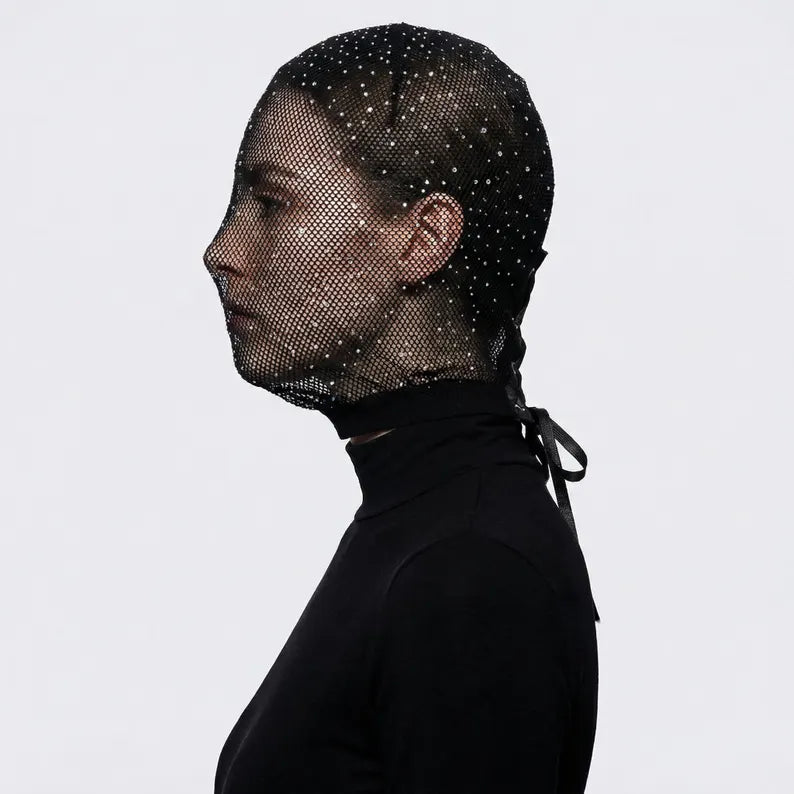 Sparkle Mesh Full-Face Mask – Gothic Sensual Edgy Accessory