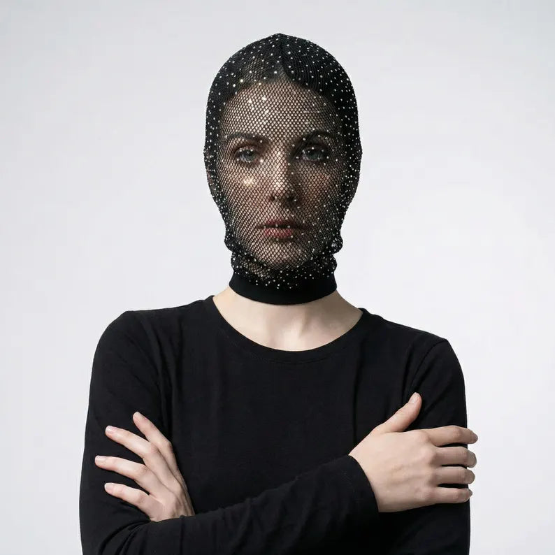 Sparkle Mesh Full-Face Mask – Gothic Sensual Edgy Accessory