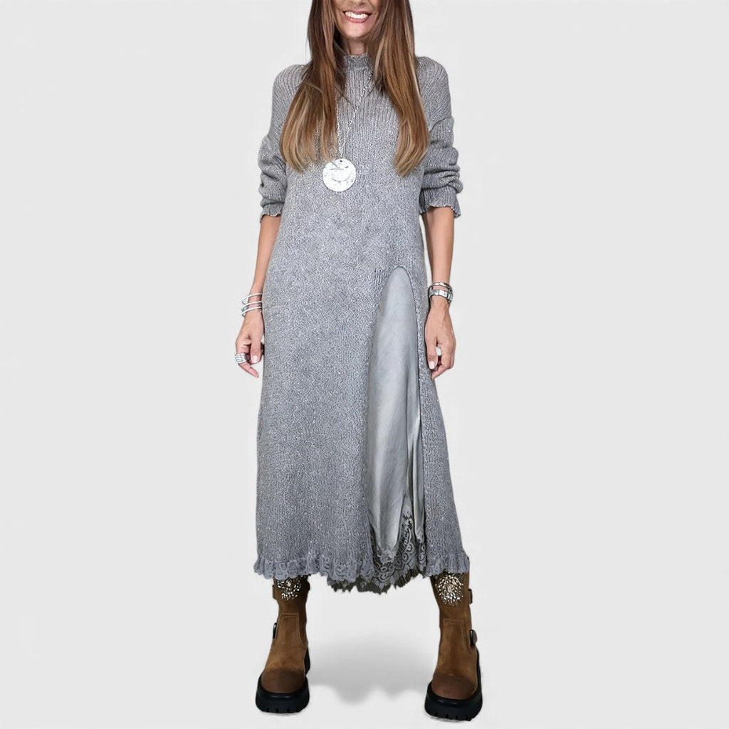 LONG SET IN KNIT AND SATIN