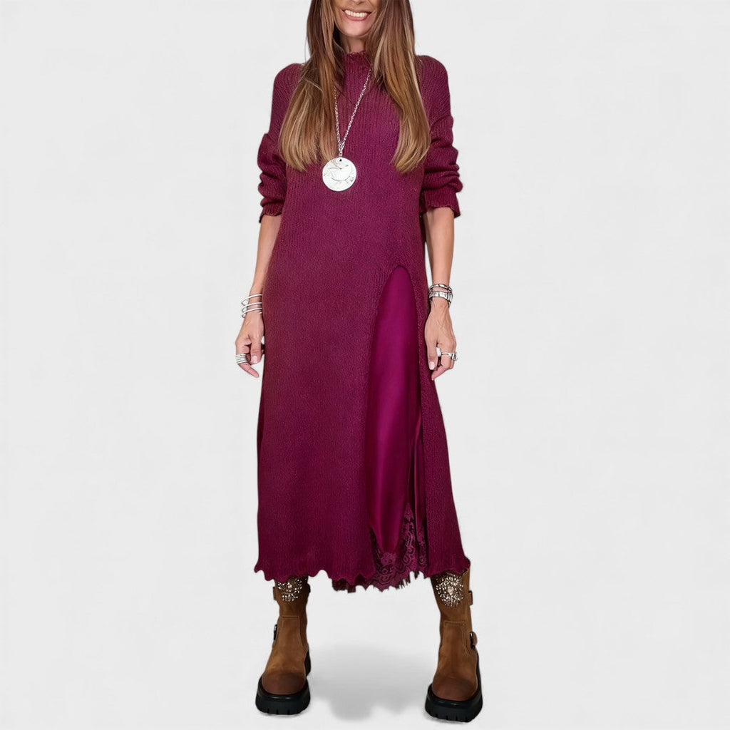LONG SET IN KNIT AND SATIN
