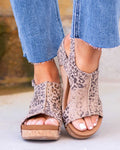 Leopard Wedge Sandals