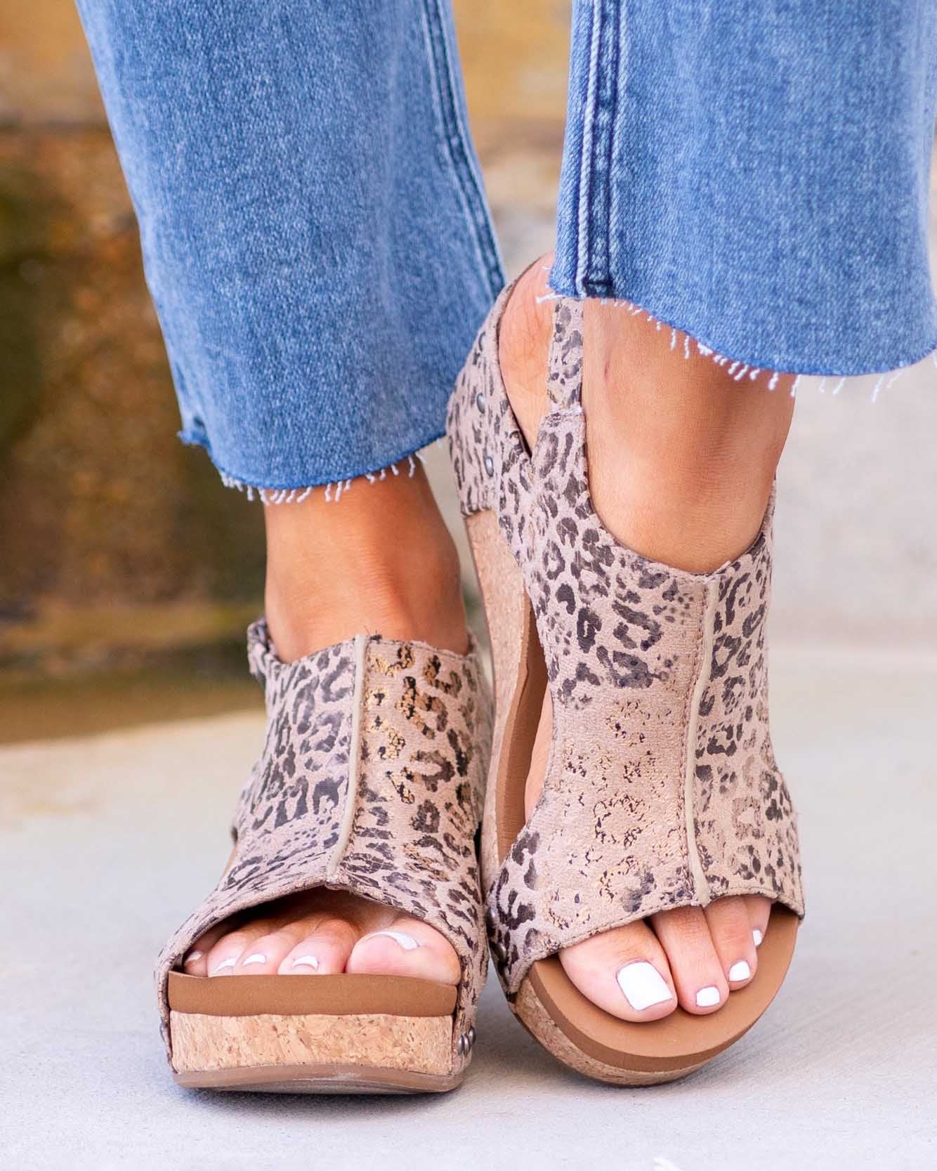 Leopard Wedge Sandals