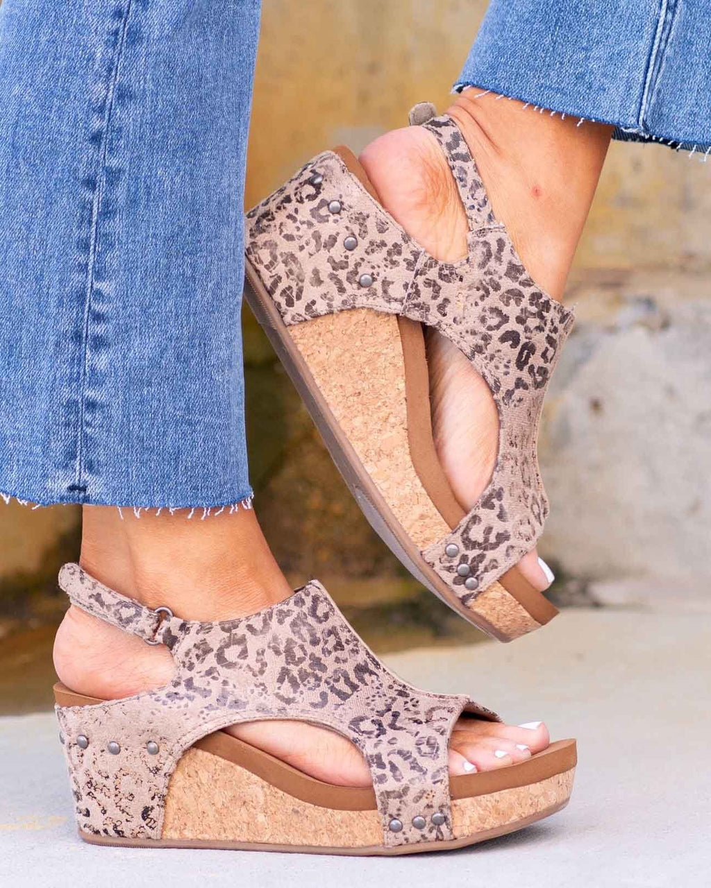 Leopard Wedge Sandals