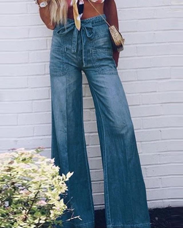 Lunimesd Lace Up Flare Jeans