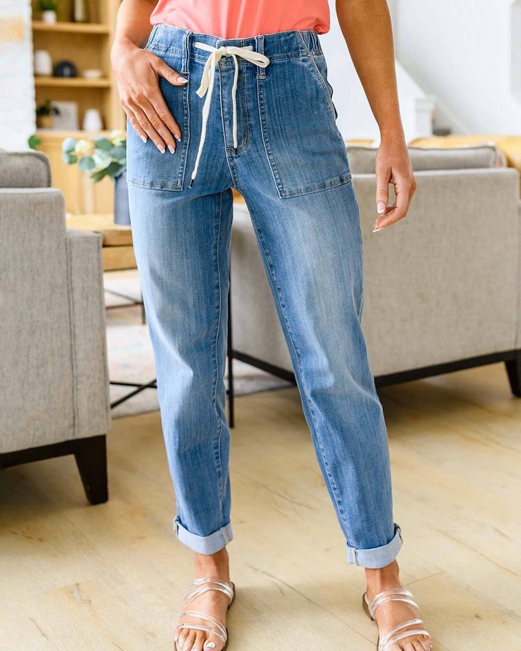 Pull On Denim Joggers