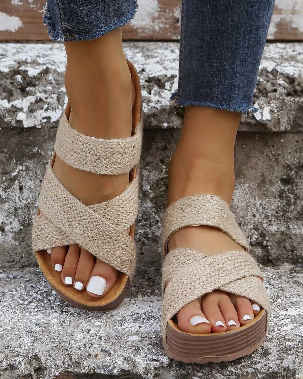 Lunimesd Thick Soled Woven Sandals