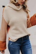 Lunimesd Pumpkin Oversized Color Block Sweater