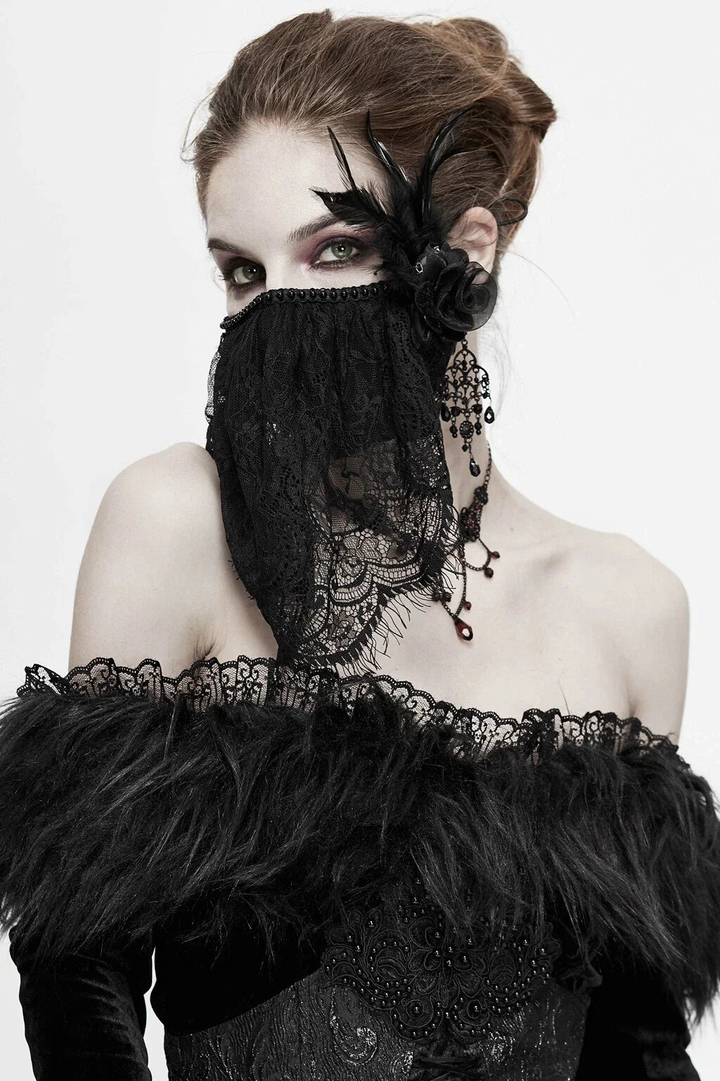 Gothic Lace Veil Mask  92