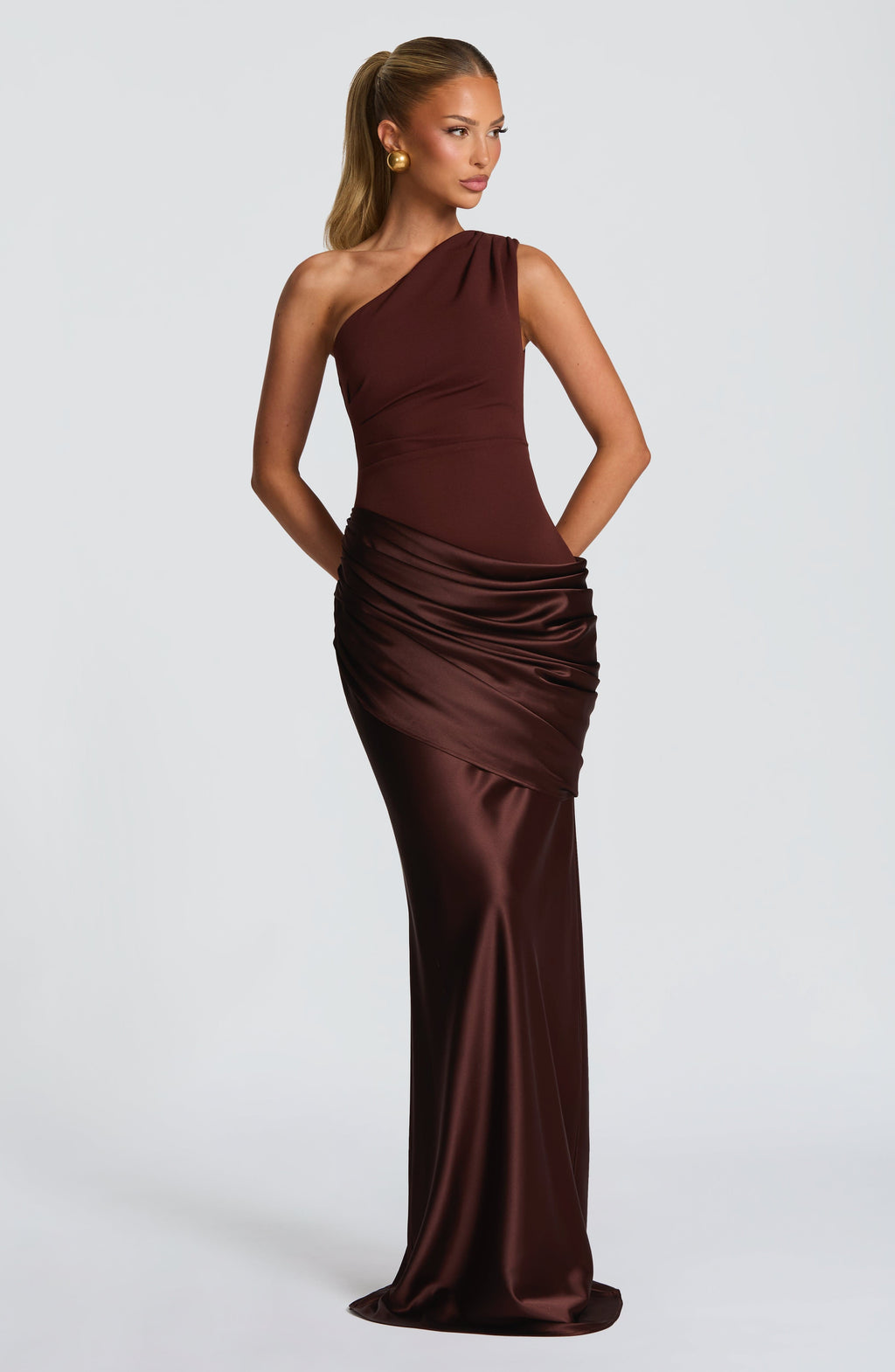 Asymmetrical one-shoulder pleated dress