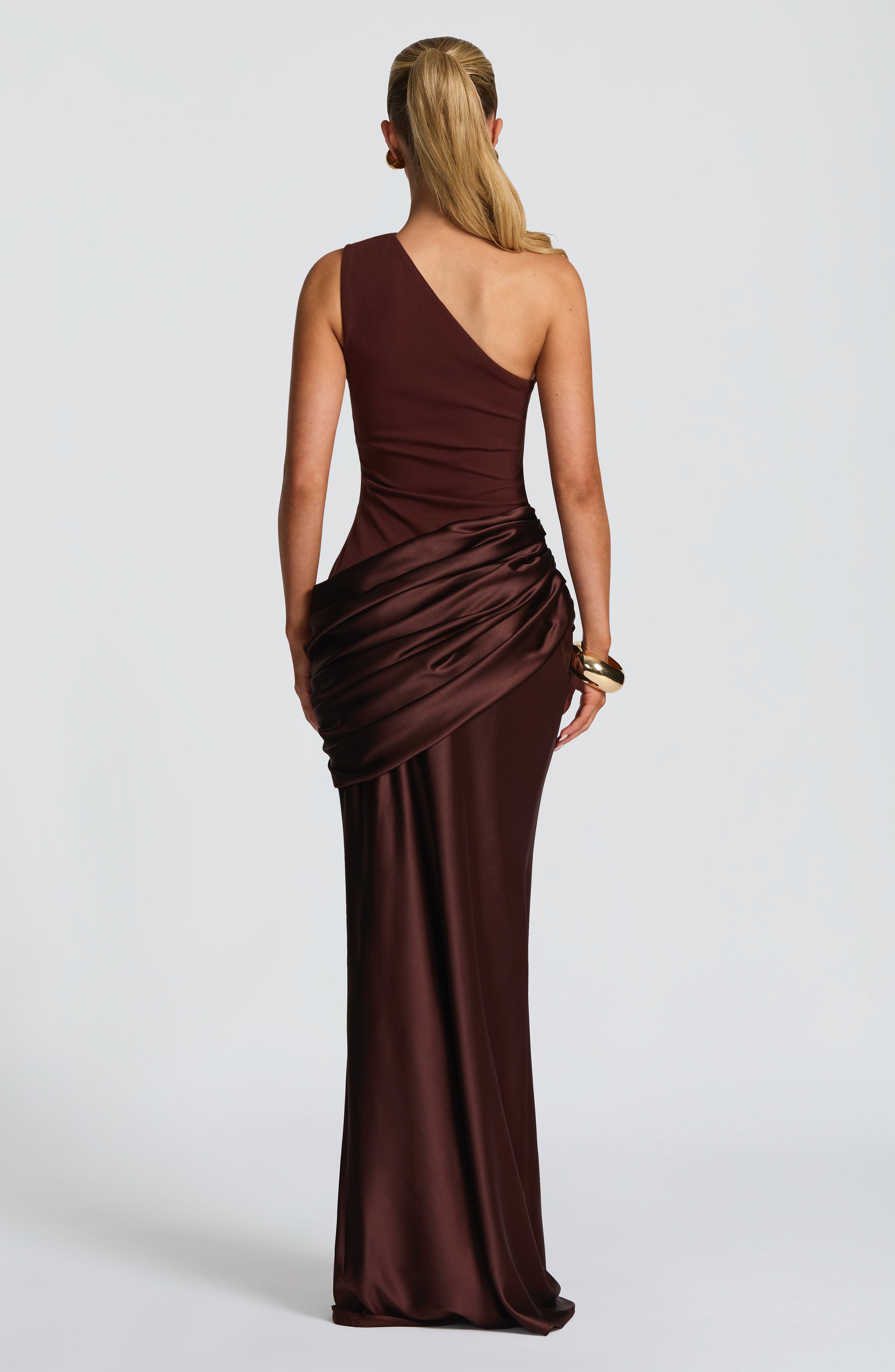 Asymmetrical one-shoulder pleated dress
