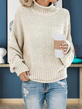 Lunimesd  High Neck Solid Color Sweater