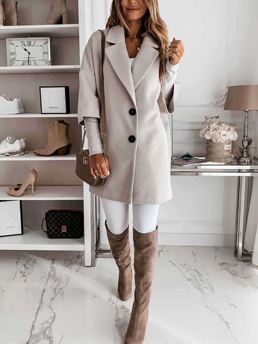 Lunimesd Tweed Coat With Seven-quarter Sleeves